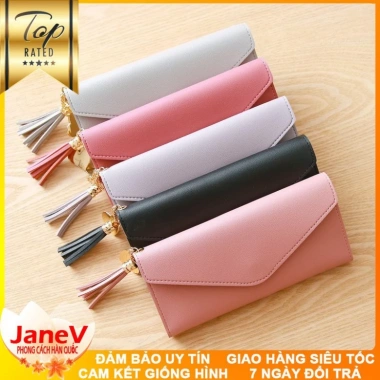 Ví Cầm Tay Nữ Dài Tua Rua Hàn Quốc 8 Màu - Free Ship, Giá Ưu Đãi 399.000đ