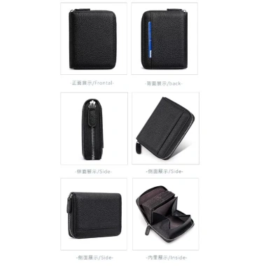 Ví Da Bò 24 khe cắm nội tạng, túi tiền xu rộng, mở lớn, chống trộm RFID