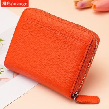 Ví Da Bò 24 khe cắm nội tạng, túi tiền xu rộng, mở lớn, chống trộm RFID