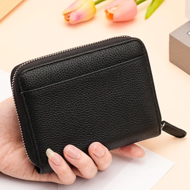 Ví Da Bò 24 khe cắm nội tạng, túi tiền xu rộng, mở lớn, chống trộm RFID