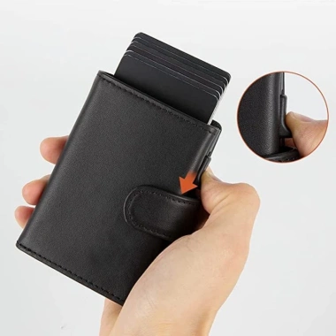 Ví Da Chính Hãng - Hộp Nhôm RFID Chống Trộm Bàn Chải Hợp Kim Microfiber Dây Kéo 266k 6
