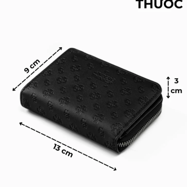 Ví da PU unisex RONAN dập chìm monogram, trượt nước, nhiều ngăn tiền thẻ - 249k