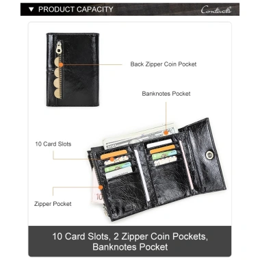 Ví da thật CONTACT'S nữ ngắn - Đựng tiền xu, thẻ RFID, Giá ưu đãi 613.613₫ 7