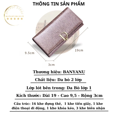 Ví Dài Nữ Cầm Tay Da Bò BANYANU 3.212 - Dự Tiệc, Quà Tặng Sinh Nhật, Giá 325.000 2
