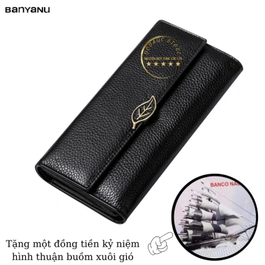Ví dài nữ cầm tay da bò nắp gập BANYANU - Hộp quà sang trọng, chỉ 328.000₫ 7