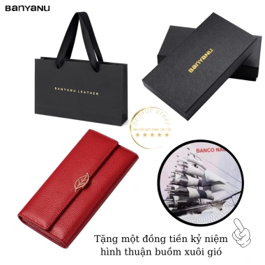 Ví dài nữ cầm tay da bò nắp gập BANYANU - Hộp quà sang trọng, chỉ 328.000₫ 8