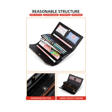 Ví Dài Nữ Da Thật Da Bò Ba Lạnh Thiết Kế Mỏng Thời Trang Đơn Giản 399.600₫ 3