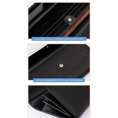 Ví Dài Nữ Da Thật Da Bò Ba Lạnh Thiết Kế Mỏng Thời Trang Đơn Giản 399.600₫ 5