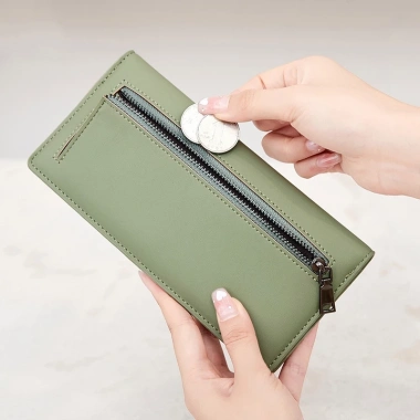 Ví dài RFID nữ PU sang trọng, ngăn tiền xu và thẻ, giảm giá 18.5k 2