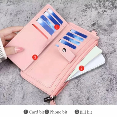 Ví dây kéo nữ da PU siêu mỏng, chống trộm, đựng tiền xu, hộp thẻ tối giản 4
