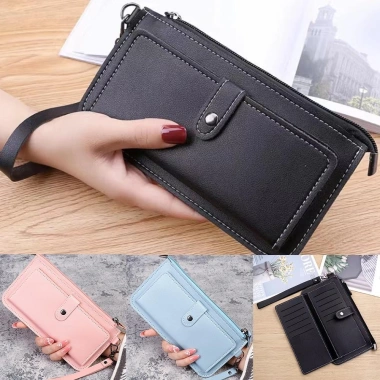 Ví dây kéo nữ da PU siêu mỏng Chống trộm, đựng tiền xu, hộp thẻ tối giản giá 30.9k