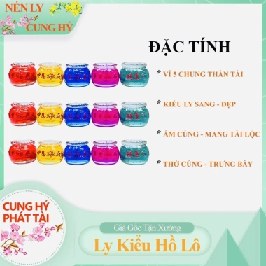 Vỉ Đèn Cầy Ly Hồ Lô 5 Chung Ngũ Sắc Cúng Ông Địa Thần Tài - Nến Ly Cung Hỷ Giá 60.300 VND