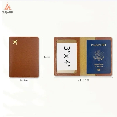 Ví du lịch da SAjeNH Nam Nữ hộ chiếu & thẻ tín dụng, hộp đựng thời trang, bảo vệ an toàn, mới 27k