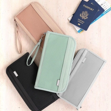 Ví du lịch UUMIR hộp đựng hộ chiếu gia đình dung tích lớn, chống trộm RFID chặn thẻ ID, màu trơn
