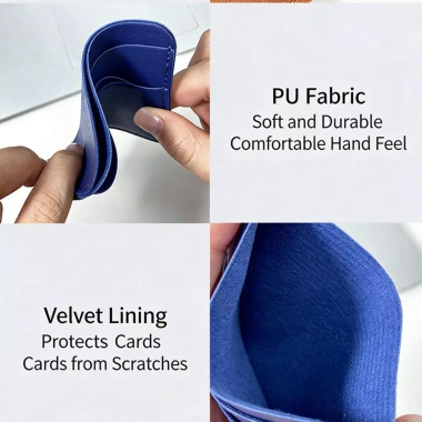 Ví đựng thẻ da PU 4 khe cắm hình sóng, tích lớn, di động, tay cầm mỏng, hộp thẻ tín dụng ID - Giá 40.247đ