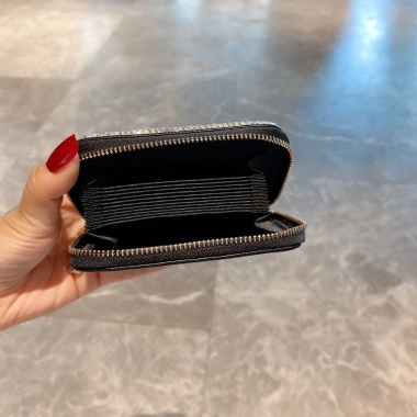 Ví đựng thẻ nữ đa ngăn mini, bọc card ngắn đính đá kim cương nhân tạo - Giá 216.000₫