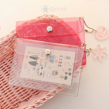 Ví đựng tiền trong suốt PVC Qrhyk cho bé gái - Thiết kế dễ thương, nhỏ gọn, chứa thẻ ID, giảm còn 22.572₫