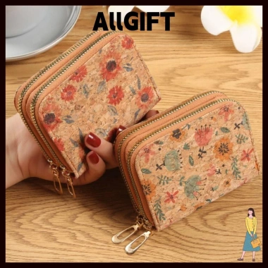 Ví đựng tiền xu ALLGIFT da PU ngắn, dây kéo đôi cổ điển cho nữ - Giá chỉ 90.504 VND