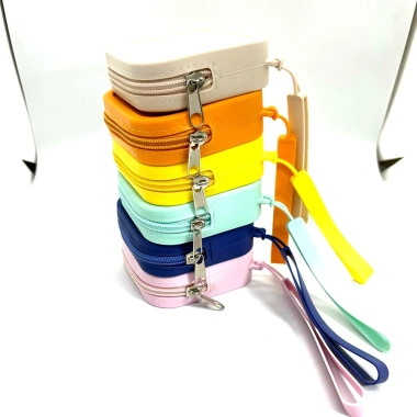 Ví đựng tiền xu silicon dây kéo - Túi đựng tai nghe dung lượng lớn, di động tiện lợi 8