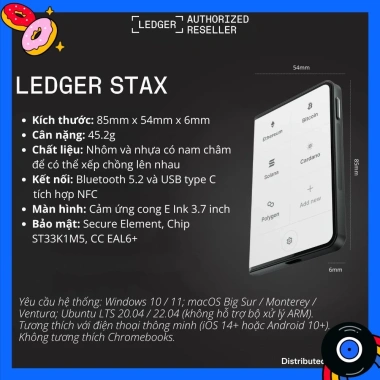 Ví lạnh Ledger Stax - Đại Lý Ủy Quyền, Bảo mật, Thiết kế Sang Trọng, Giá 11.830.000 VND 6