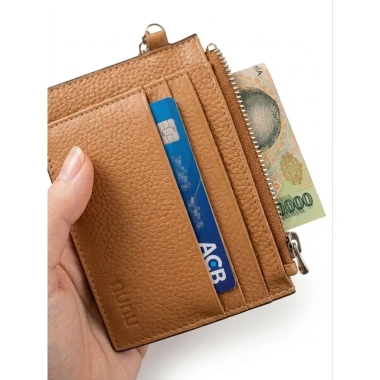 Ví mini da bò thật 100% nam nữ – Ngăn kéo, đựng thẻ tiền, size 9x12cm, giá chỉ 110.000₫