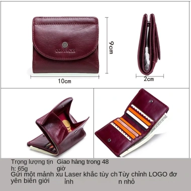 Ví mini da bò thật BEE GEE VNU1.036 - Đựng tiền, thẻ, xu, móc khóa chống thấm nước