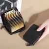 Ví mini da mềm trơn đen DUYÊN CƯỜNG cho nam nữ - Hộp đựng thẻ tín dụng và ID chống trộm, giảm giá 35k