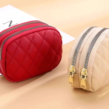 Ví mini da PU dây kéo đôi cho nữ - Tiền xu Mini, giao hàng, chỉ 53.600₫
