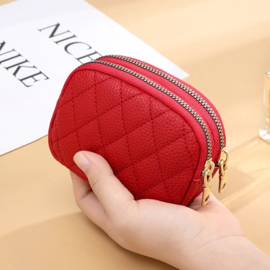 Ví mini da PU dây kéo đôi cho nữ - Tiền xu Mini, giao hàng, chỉ 53.600₫
