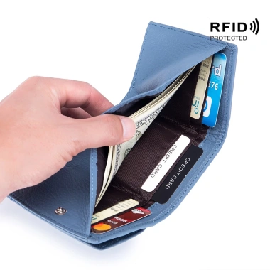 Ví Mini Nữ Da Bò Genodern RFID Chặn Da, Ngăn Tiền & Thẻ, Nhỏ Gọn Bảo Vệ 2