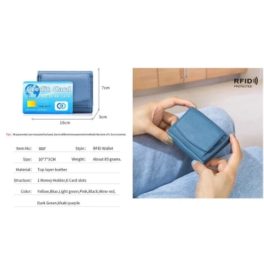 Ví Mini Nữ Da Bò Genodern RFID Chặn Da, Ngăn Tiền & Thẻ, Nhỏ Gọn Bảo Vệ 6