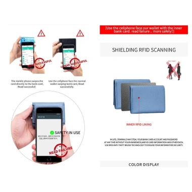 Ví Mini Nữ Da Bò Genodern RFID Chặn Da, Ngăn Tiền & Thẻ, Nhỏ Gọn Bảo Vệ 7