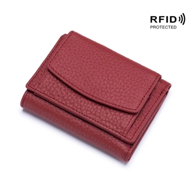 Ví Mini Nữ Da Bò Genodern RFID Chặn Da, Ngăn Tiền & Thẻ, Nhỏ Gọn Bảo Vệ 10