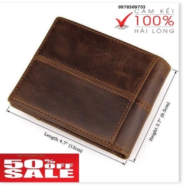 Ví nam da bò xịn 100% - Thiết kế thời trang, bền bỉ, giảm giá chỉ 899.500₫