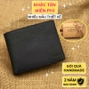 Ví nam khắc tên da bò thật Saffiano LIDAN bóp ngang hộp vintage thiệp đẹp quà tặng