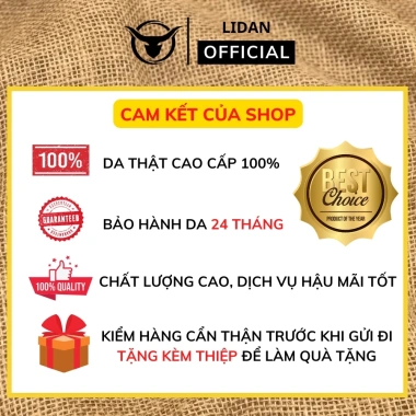 Ví nam khắc tên da bò thật Saffiano LIDAN bóp ngang hộp vintage thiệp đẹp quà tặng
