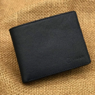 Ví nam khắc tên da bò thật Saffiano LIDAN bóp ngang hộp vintage thiệp đẹp quà tặng