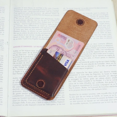 Ví nam mini da bò handmade - Mino Crafts - Da sáp cao cấp - Giá ưu đãi 350.000₫