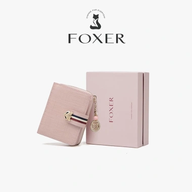 Ví ngắn FOXER da thật dây kéo thời trang, nhiều khe cắm thẻ - 388.500₫