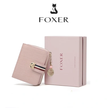 Ví ngắn FOXER da thật dây kéo thời trang, nhiều khe cắm thẻ - 388.500₫