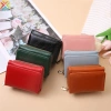 Ví ngắn nữ da PU thời trang 3 ngăn thẻ, khóa kéo, cầm tay vuông, chất lượng cao