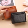 Ví ngắn nữ da PU thời trang 3 ngăn thẻ, khóa kéo, cầm tay vuông, chất lượng cao 2