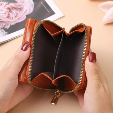 Ví ngắn nữ da PU thời trang 3 ngăn thẻ, khóa kéo, cầm tay vuông, chất lượng cao 4 Ví ngắn nữ da PU thời trang 3 ngăn thẻ, khóa kéo, cầm tay vuông, chất lượng cao 4
