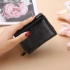 Ví ngắn nữ da PU thời trang 3 ngăn thẻ, khóa kéo, cầm tay vuông, chất lượng cao 10