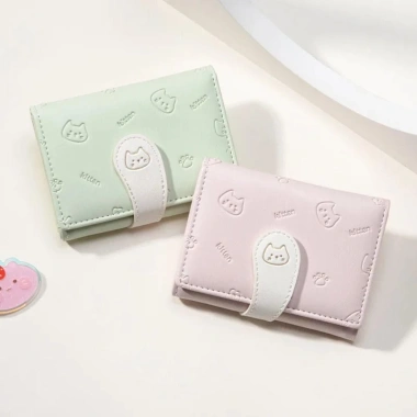 Ví Nhỏ AllGIFT Bé Gái – Túi ID Mèo Con, Dây Đeo Khóa PU, Tiền Nữ – 44.712₫