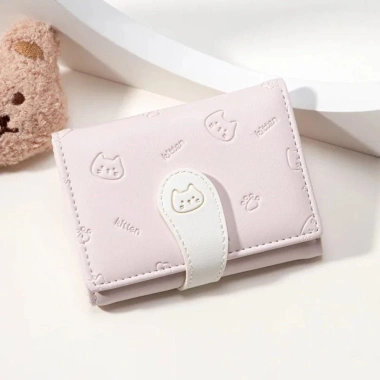 Ví Nhỏ AllGIFT Bé Gái – Túi ID Mèo Con, Dây Đeo Khóa PU, Tiền Nữ – 44.712₫