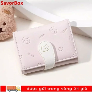 Ví nhỏ PU Agua1 hình mèo con dễ thương, có dây đeo và hộp thẻ - Giá chỉ 43.100₫