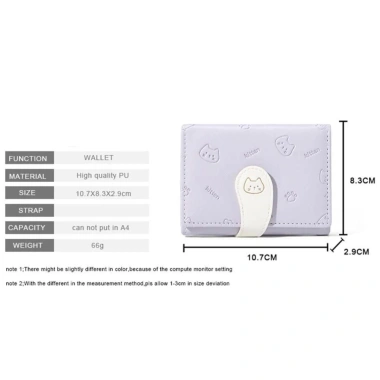 Ví nhỏ PU Agua1 hình mèo con dễ thương, có dây đeo và hộp thẻ - Giá chỉ 43.100₫