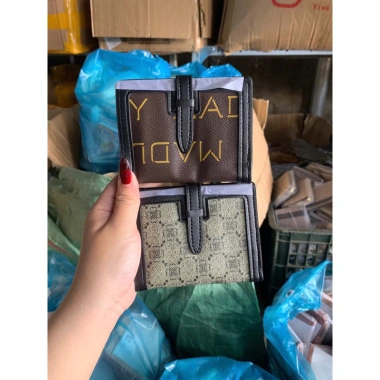 Ví nịt nâu cầm tay gấp nhiều ngăn - Thời trang tiện lợi, freeship, giá 41.600₫