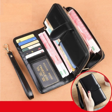 Ví nữ dài cầm tay da bò BANYANU BYN-8.133 - Bóp tiền, hộp quà sang trọng, giá 319.000